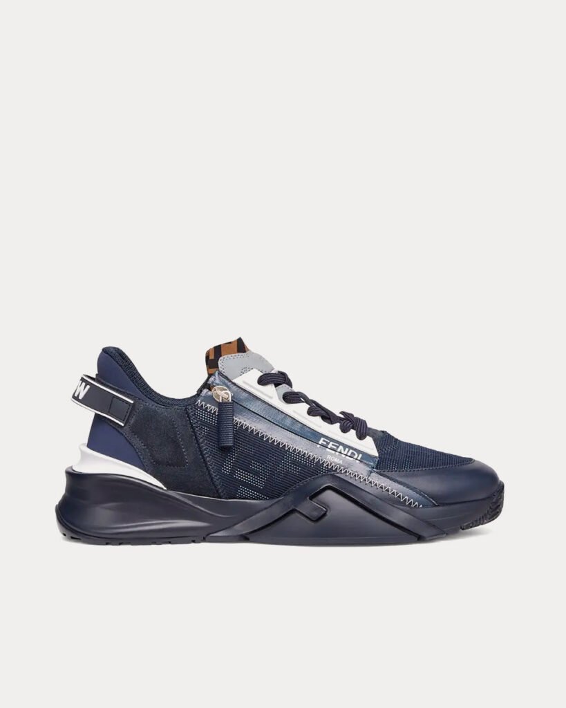 Baskets basses Fendi Flow en tissu bleu