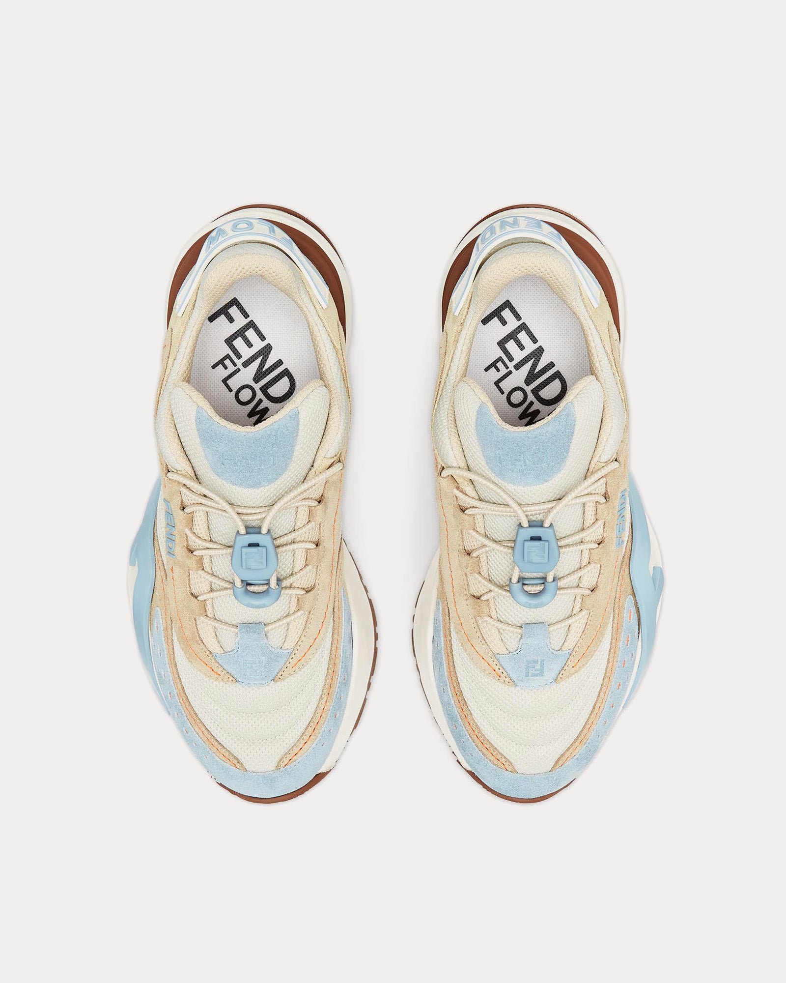 Baskets basses Fendi Flow en maille et daim bleu clair – Image 2