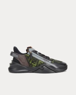 Baskets basses Fendi Flow en tissu jaune fluo/noir