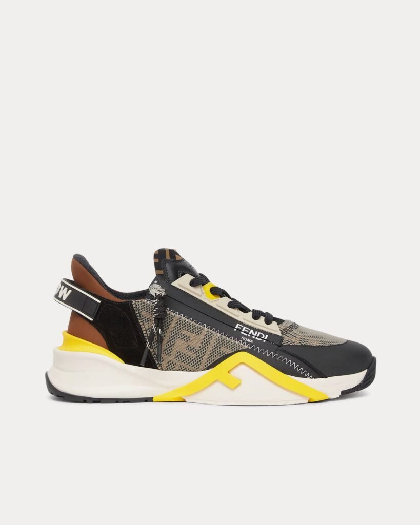 Baskets basses Fendi Flow FF Lycra vertes