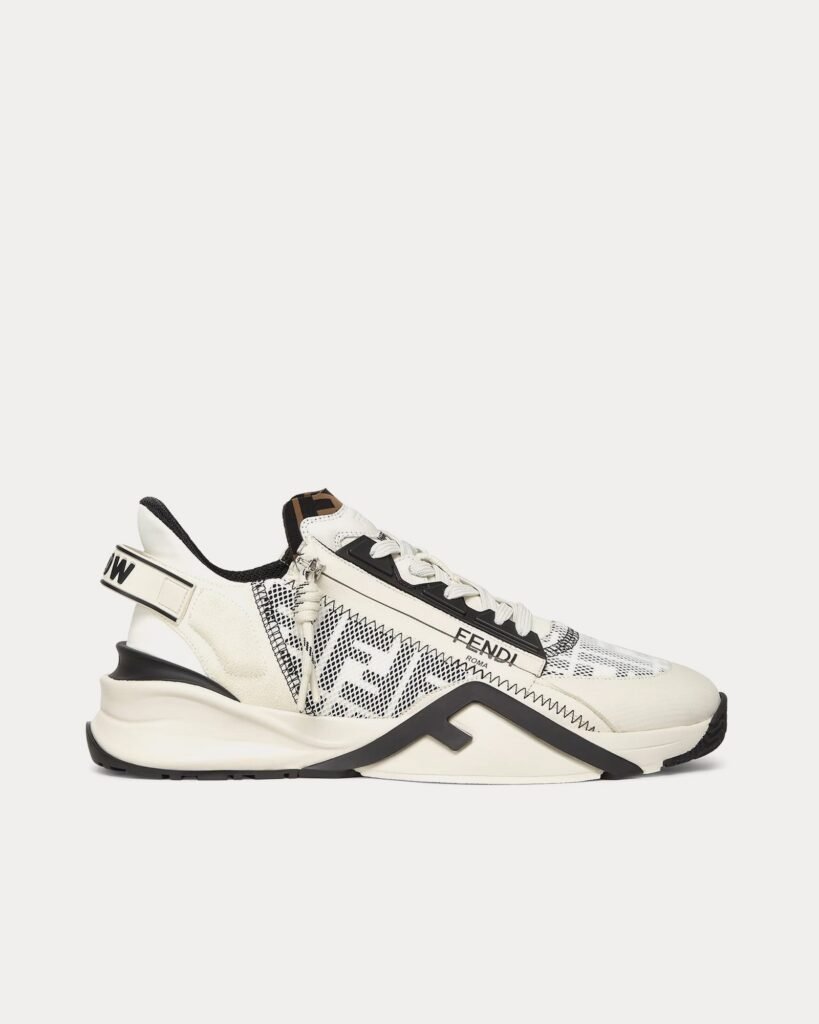 Baskets basses Fendi Flow FF Lycra blanches