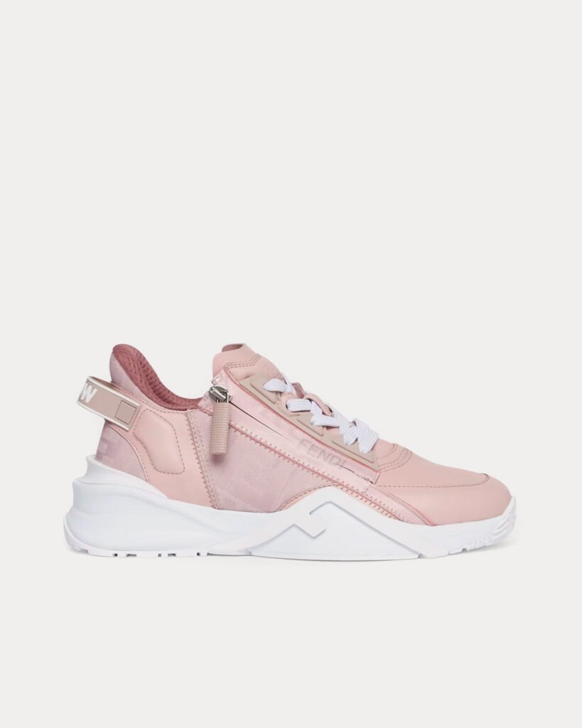 Baskets basses Fendi Flow en cuir rose
