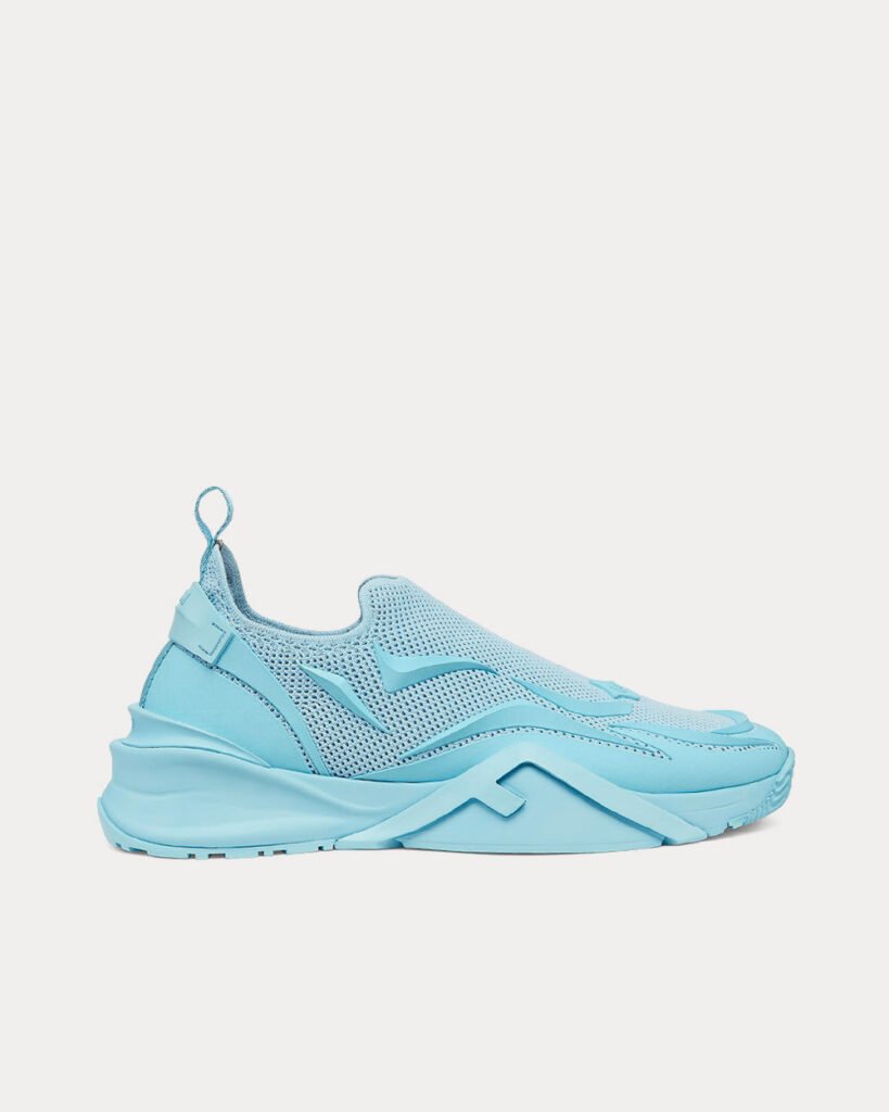 Baskets Fendi Flow Mesh Running bleu clair à enfiler