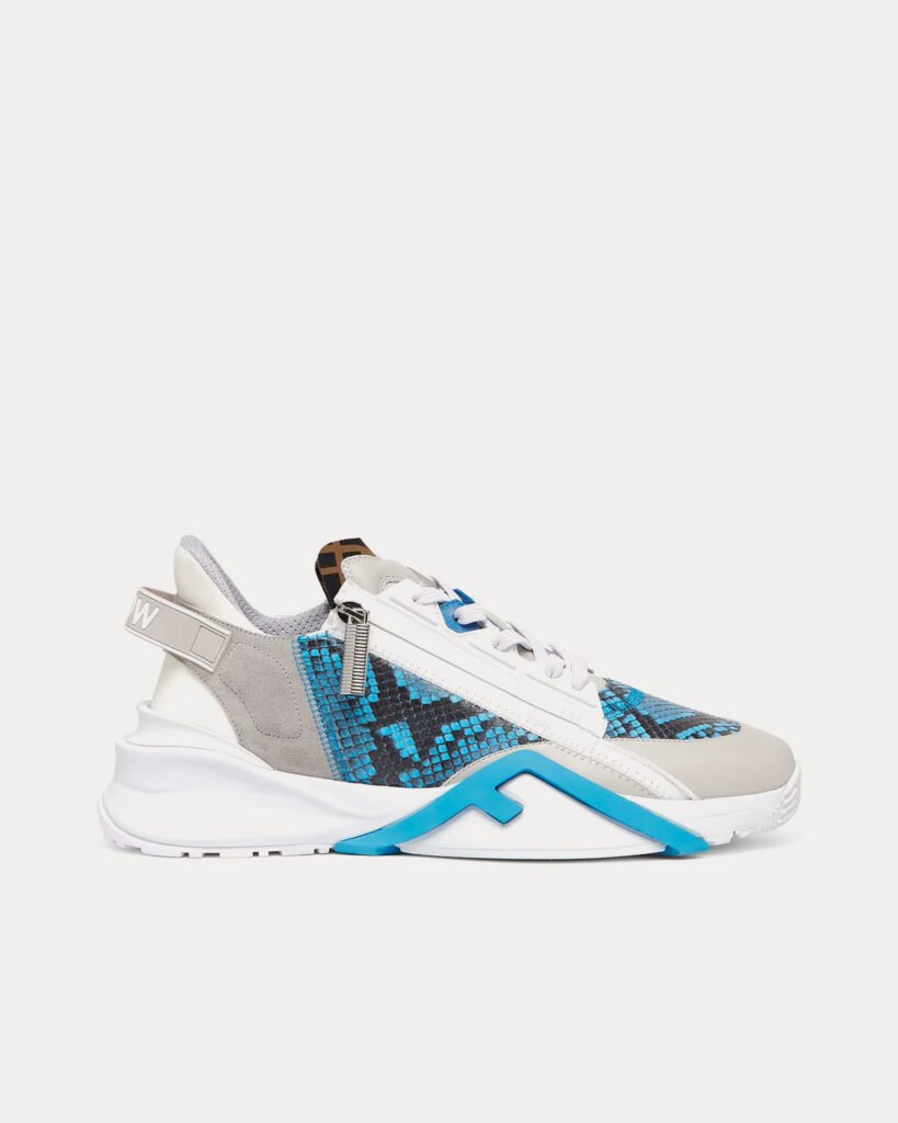 Baskets basses Fendi Flow Elaphe bleu clair