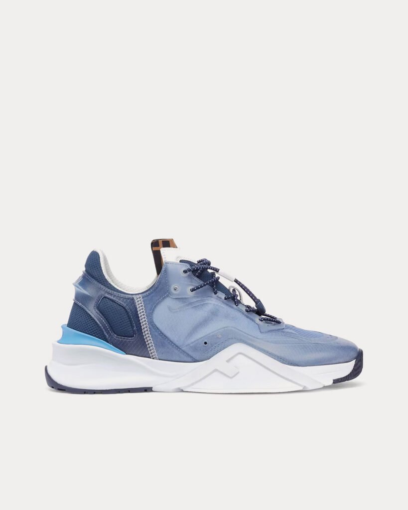 Baskets basses Fendi Flow en nylon bleu clair