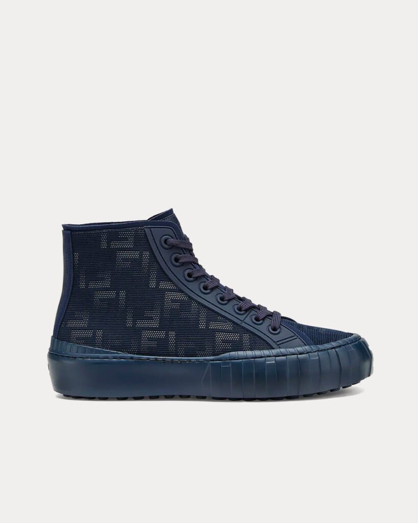 Baskets montantes Fendi Force en tissu bleu
