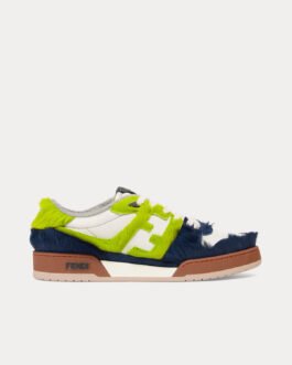 Baskets basses Fendi Match en poil de poney bleu/vert