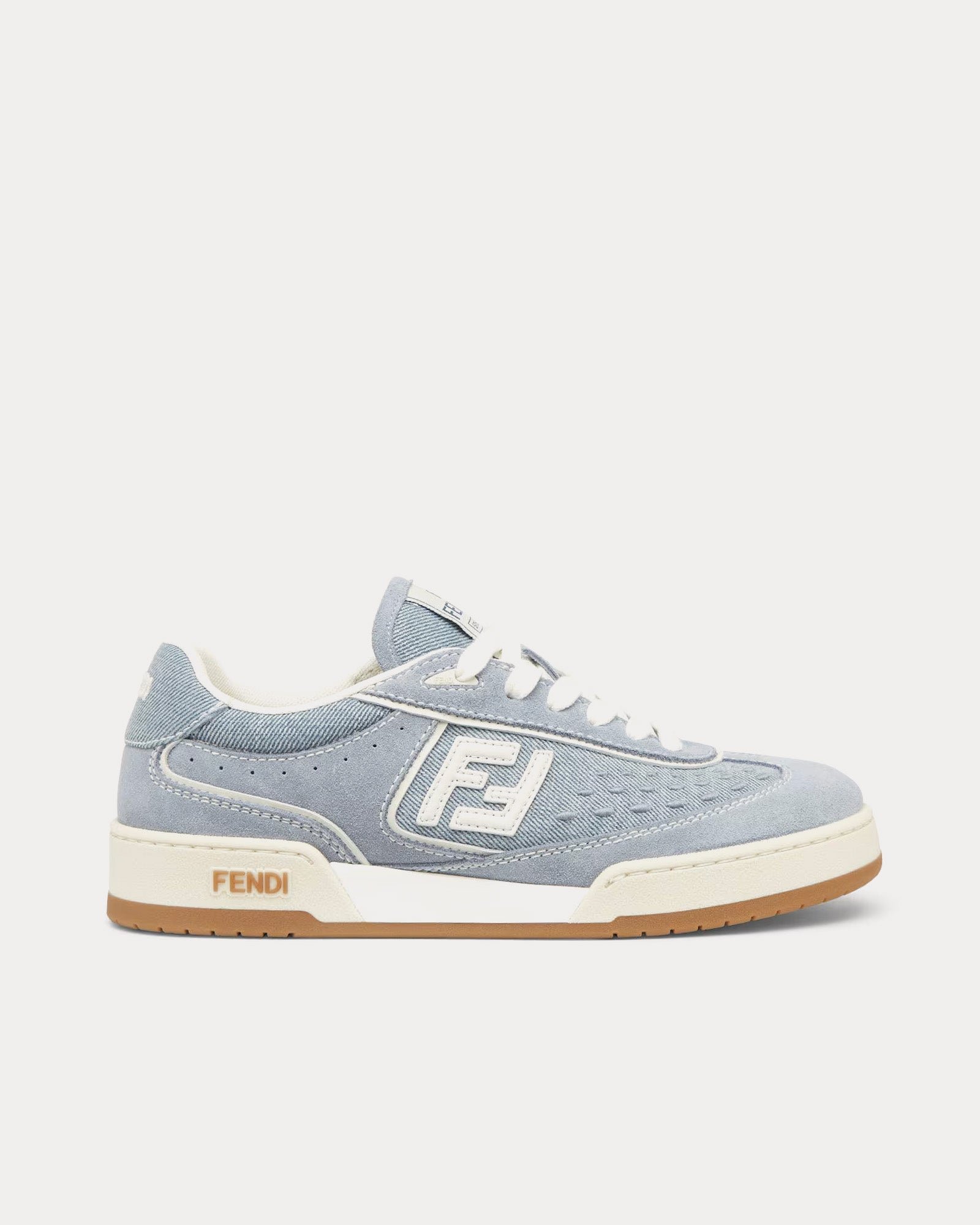 Baskets basses Fendi Match en tissu et daim bleu clair