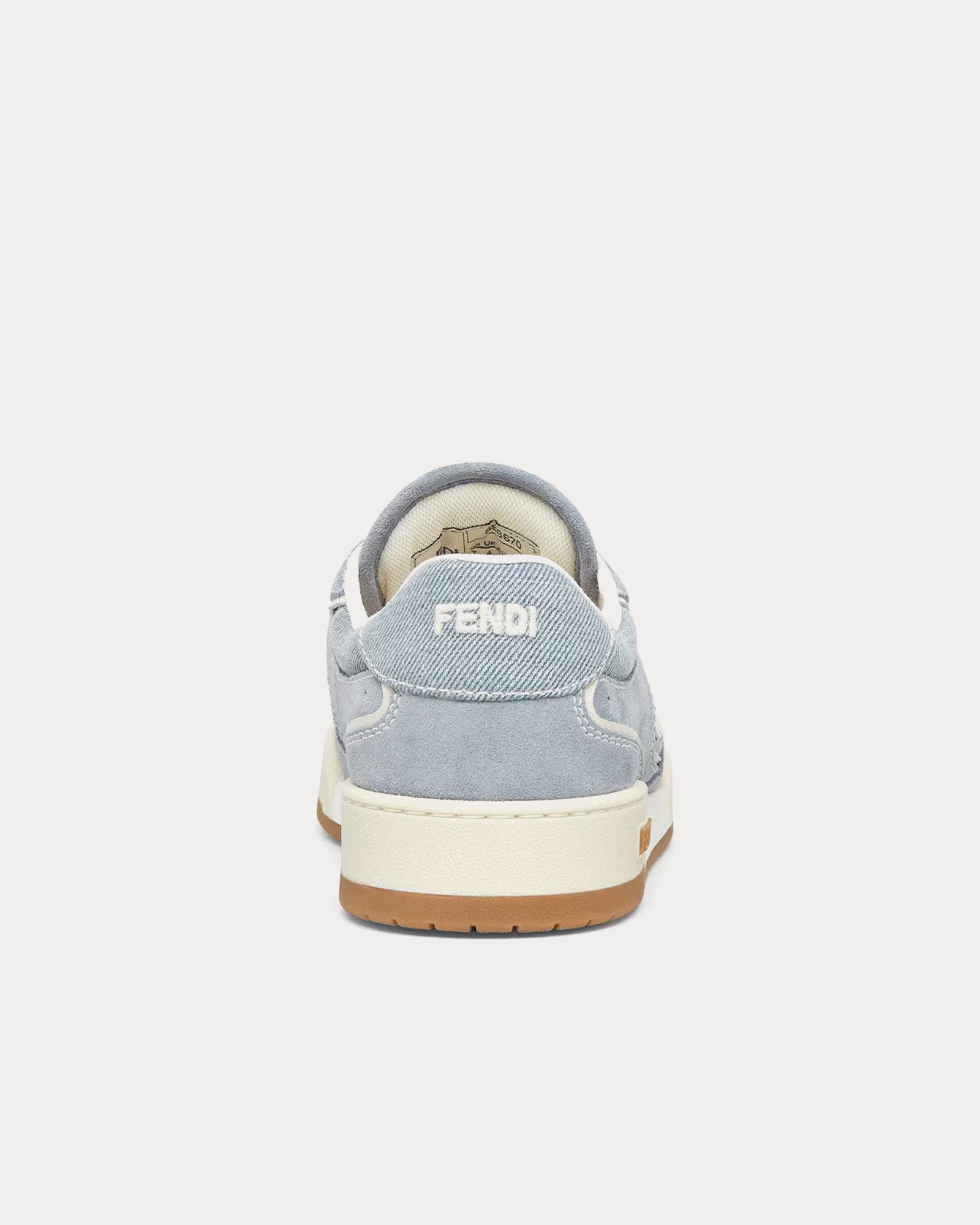 Baskets basses Fendi Match en tissu et daim bleu clair – Image 4
