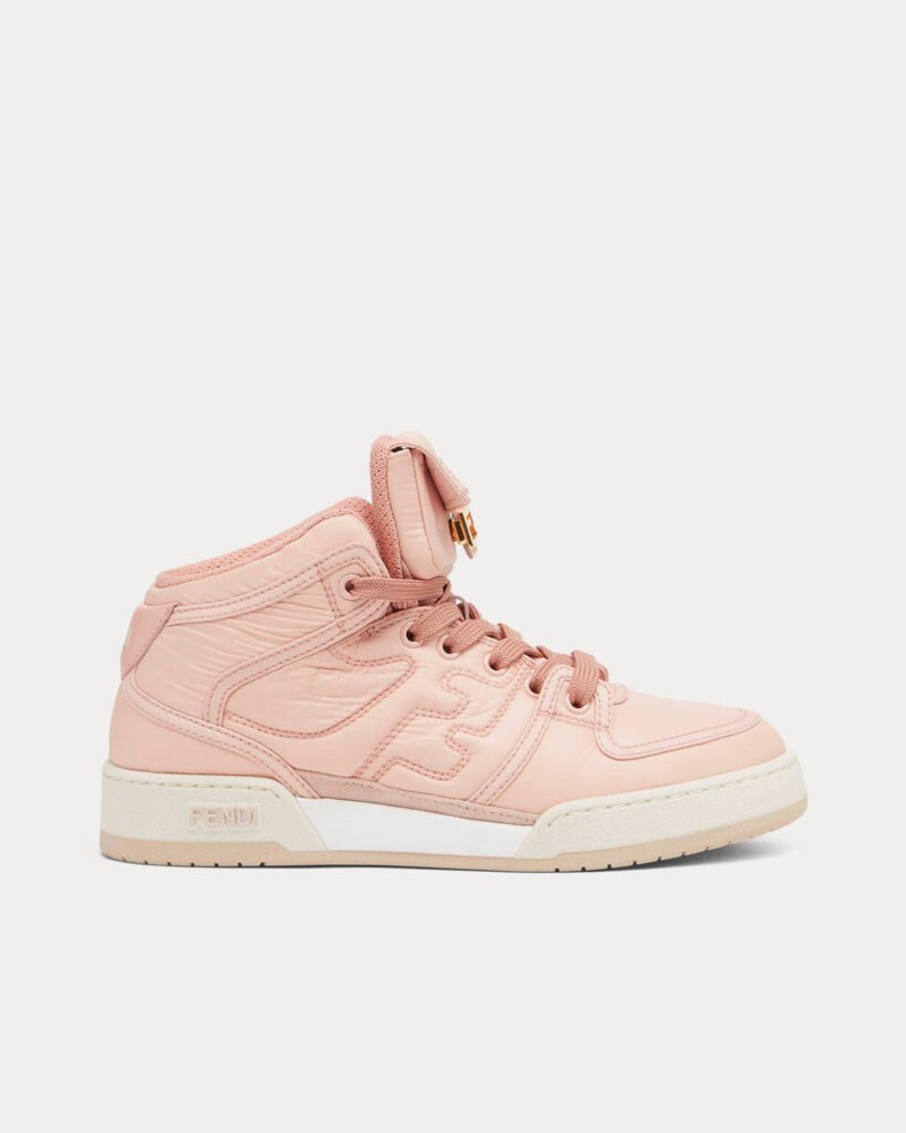 Baskets montantes Fendi Match en nylon rose
