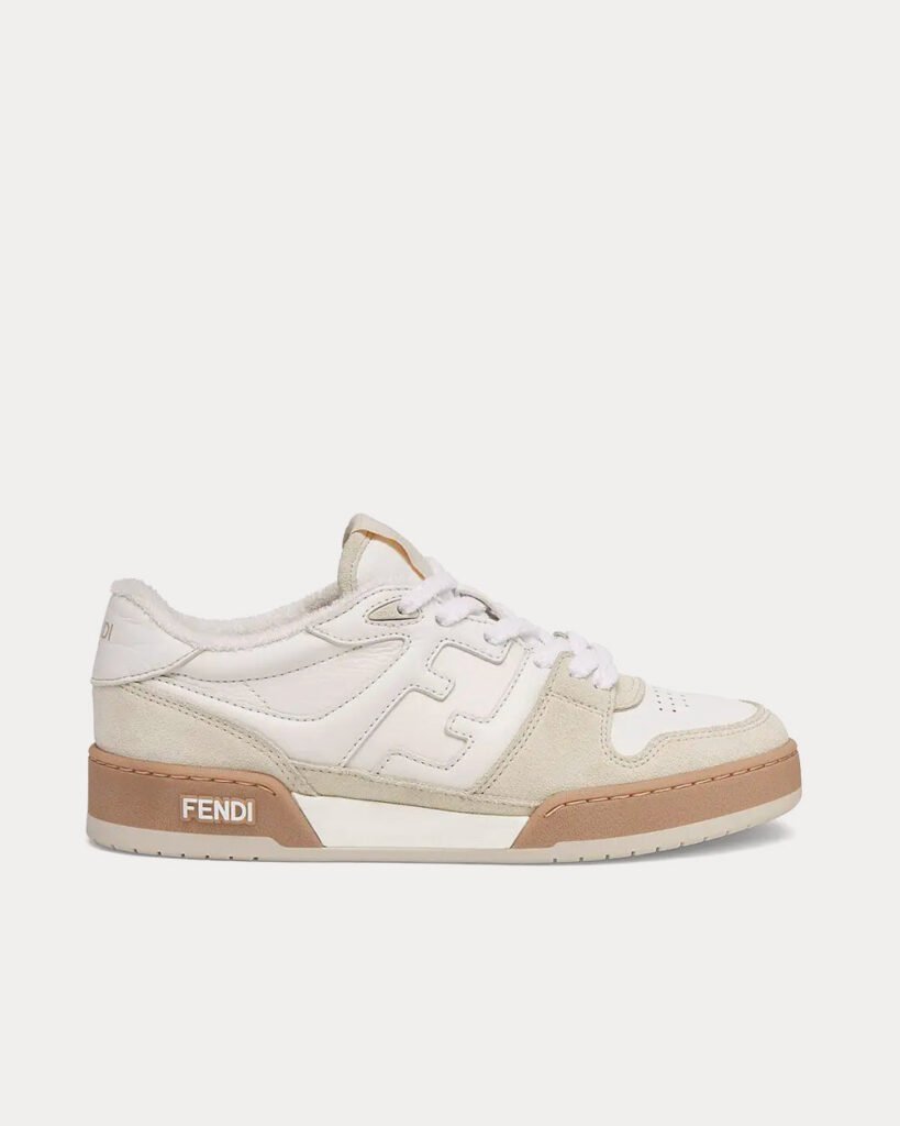 Baskets basses Fendi Match en daim blanc