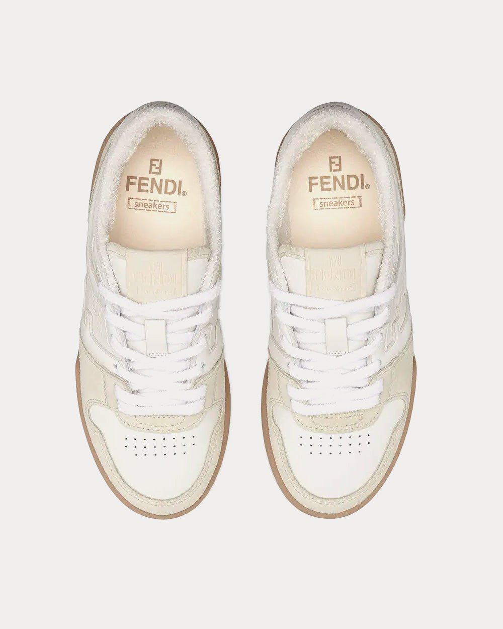 Baskets basses Fendi Match en daim blanc – Image 2