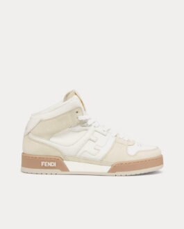 Baskets montantes Fendi Match en cuir blanc/beige