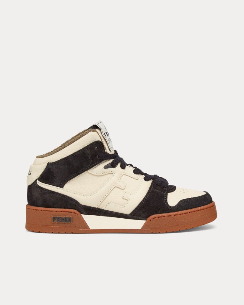 Baskets montantes Fendi Match en cuir noir/blanc