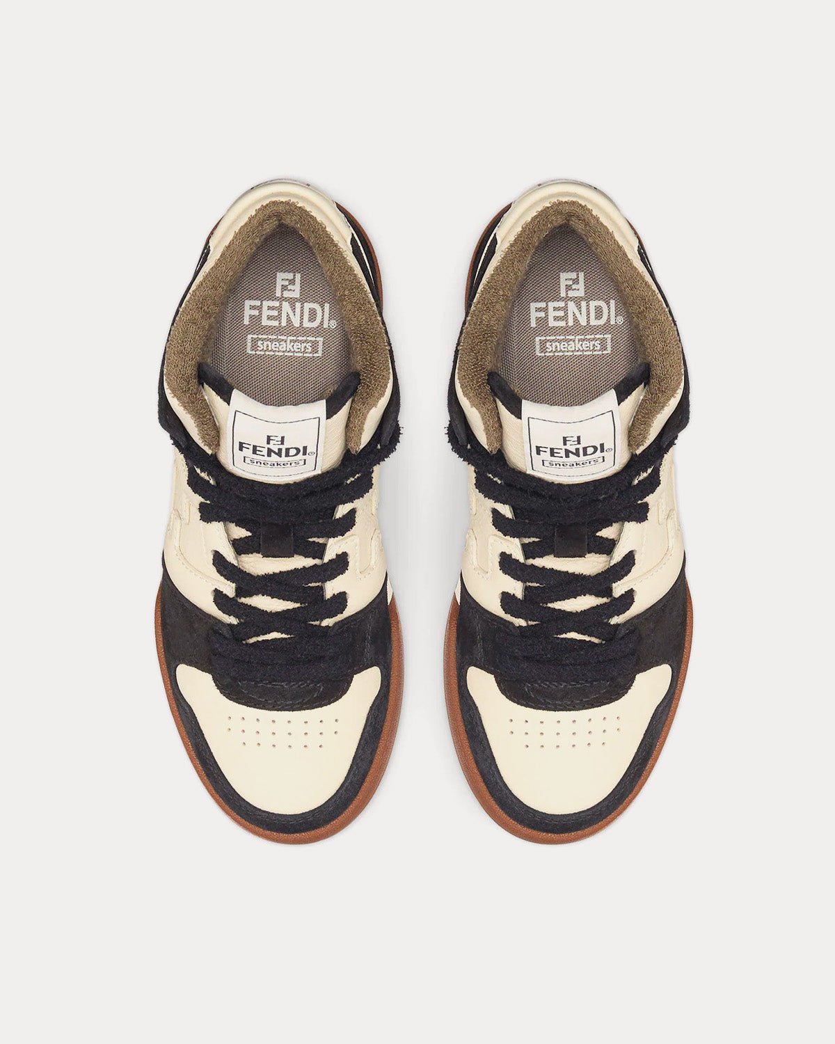Baskets montantes Fendi Match en cuir noir/blanc – Image 2