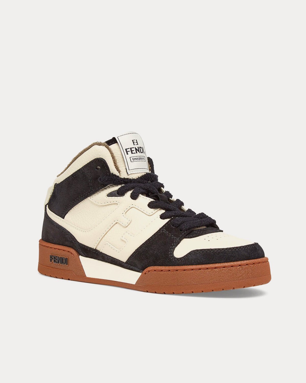 Baskets montantes Fendi Match en cuir noir/blanc – Image 3