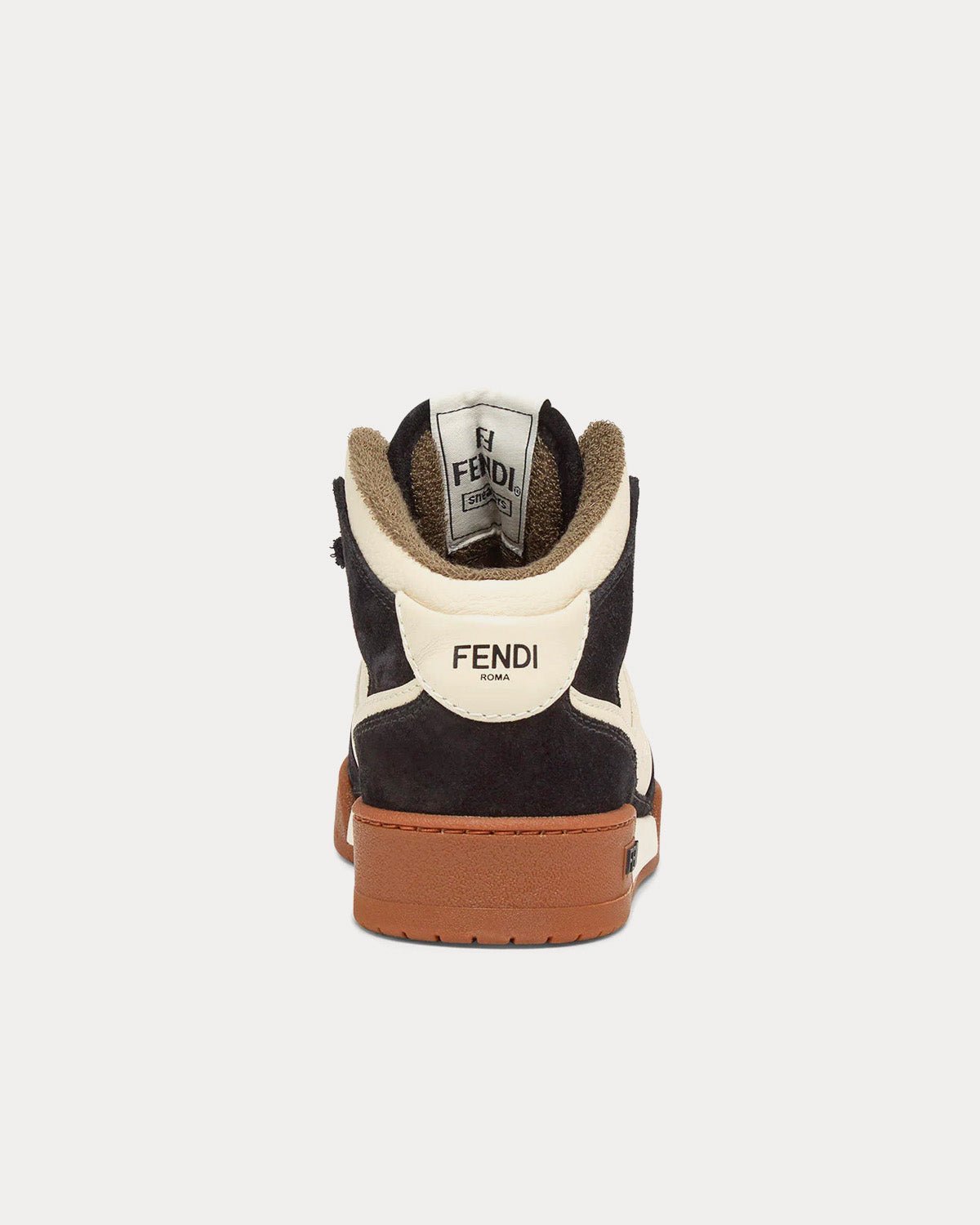 Baskets montantes Fendi Match en cuir noir/blanc – Image 4