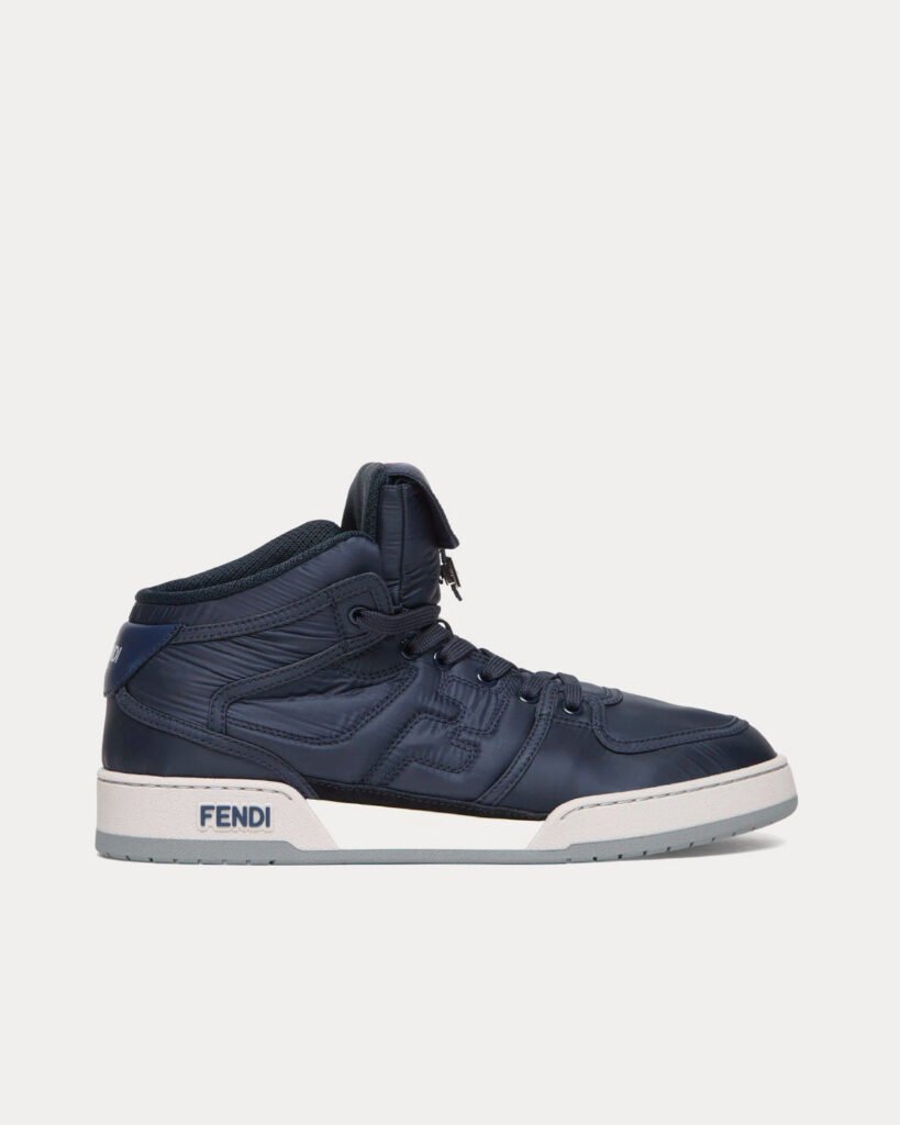 Baskets montantes Fendi Match en nylon bleu