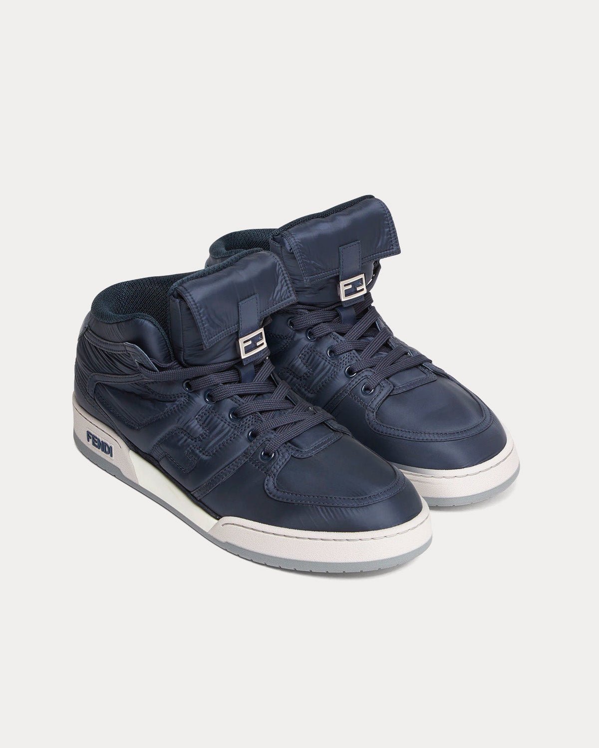 Baskets montantes Fendi Match en nylon bleu – Image 2