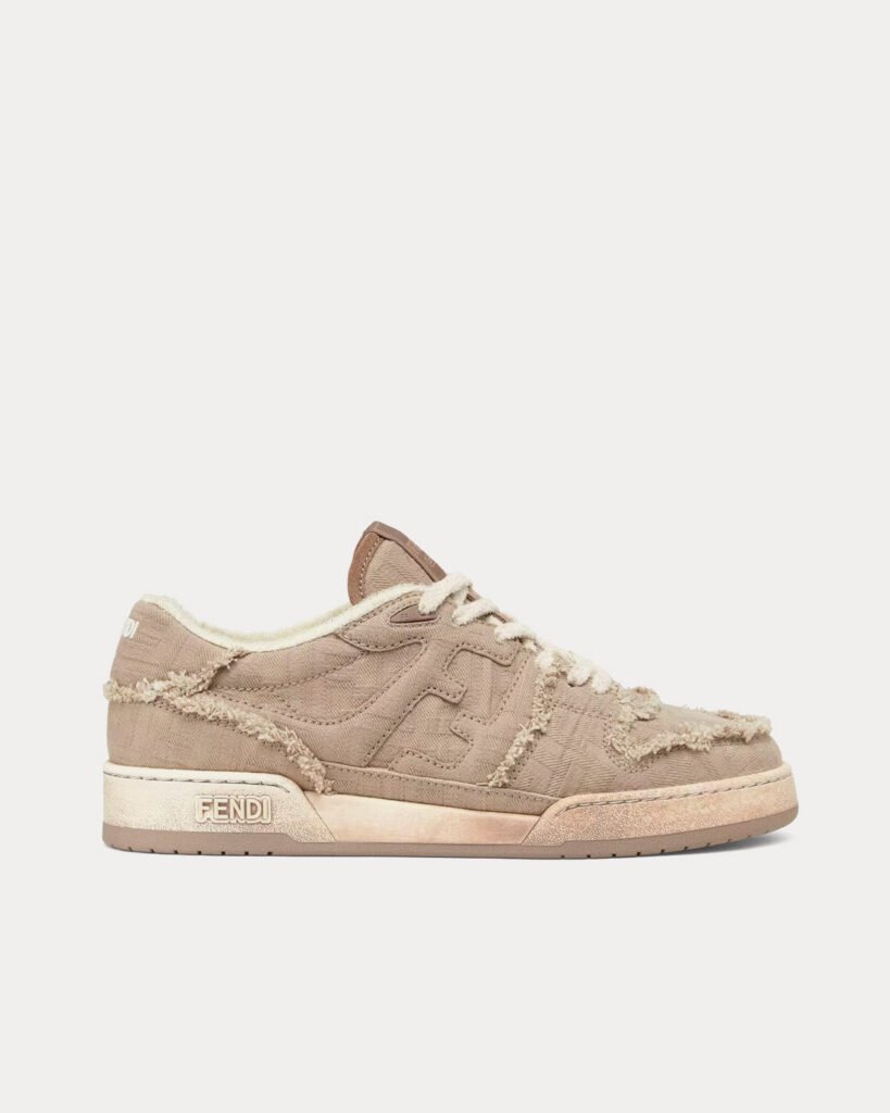 Baskets basses Fendi Match en toile beige