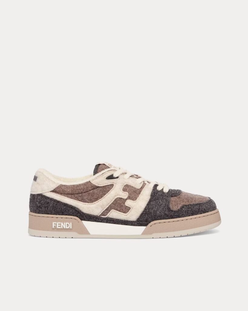 Baskets basses Fendi Match Felt gris/beige/marron
