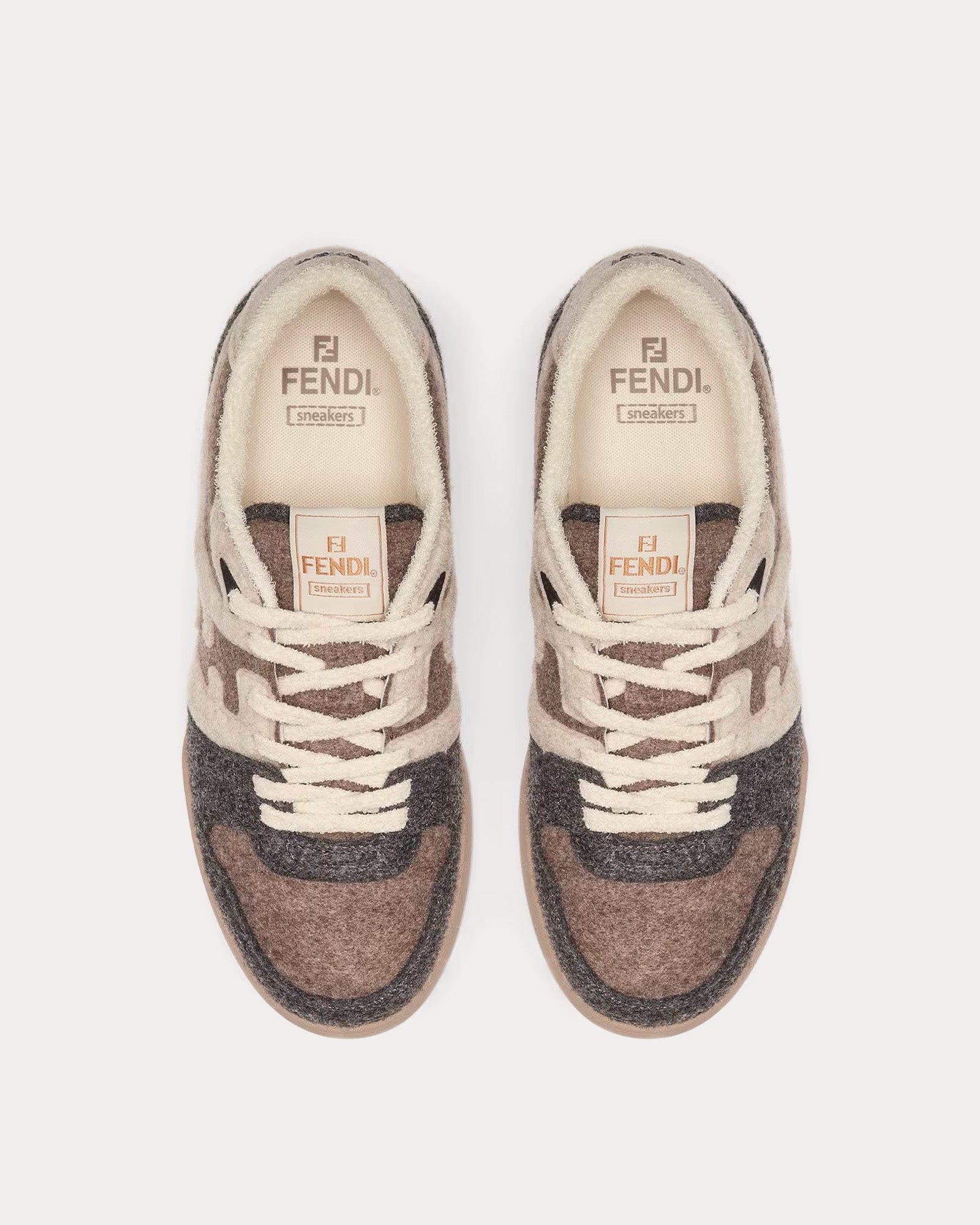 Baskets basses Fendi Match Felt gris/beige/marron – Image 2