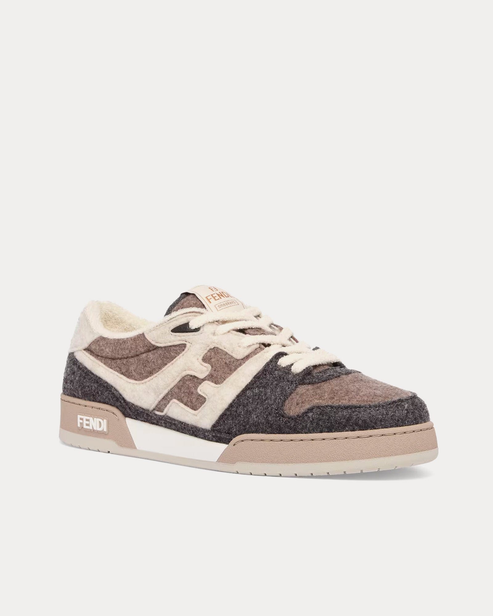Baskets basses Fendi Match Felt gris/beige/marron – Image 3