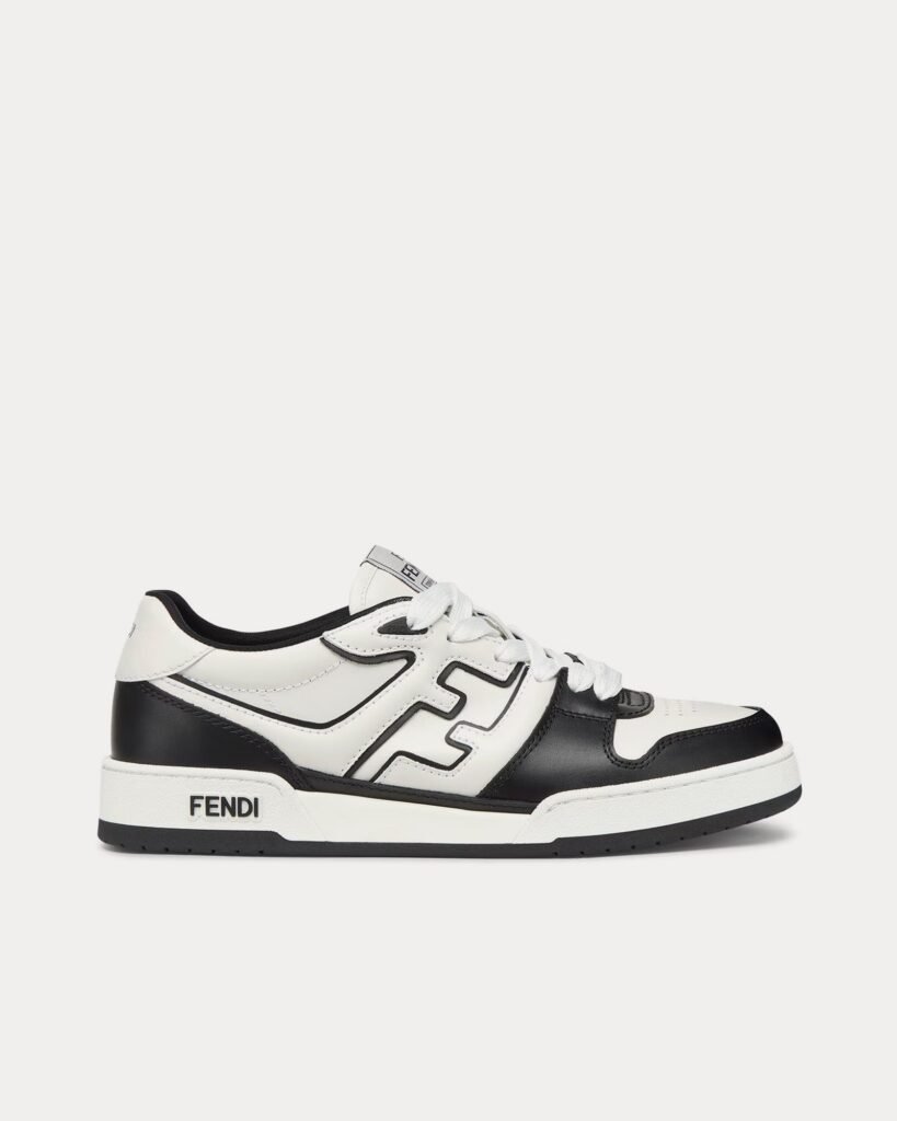 Baskets basses Fendi Match en cuir noir/blanc