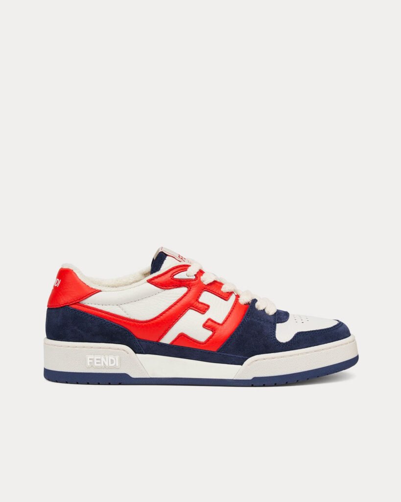 Baskets basses Fendi Match en cuir blanc/rouge/bleu