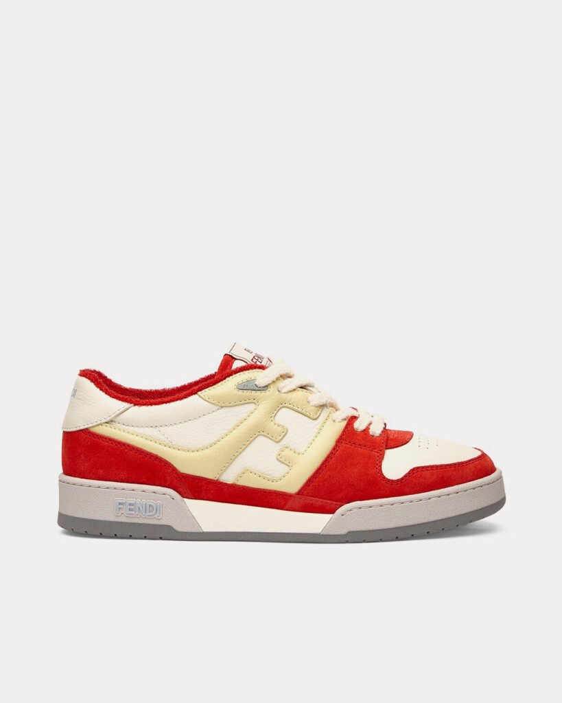 Baskets basses Fendi Match en cuir rouge
