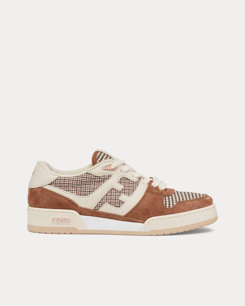 Baskets basses Fendi Match en daim marron