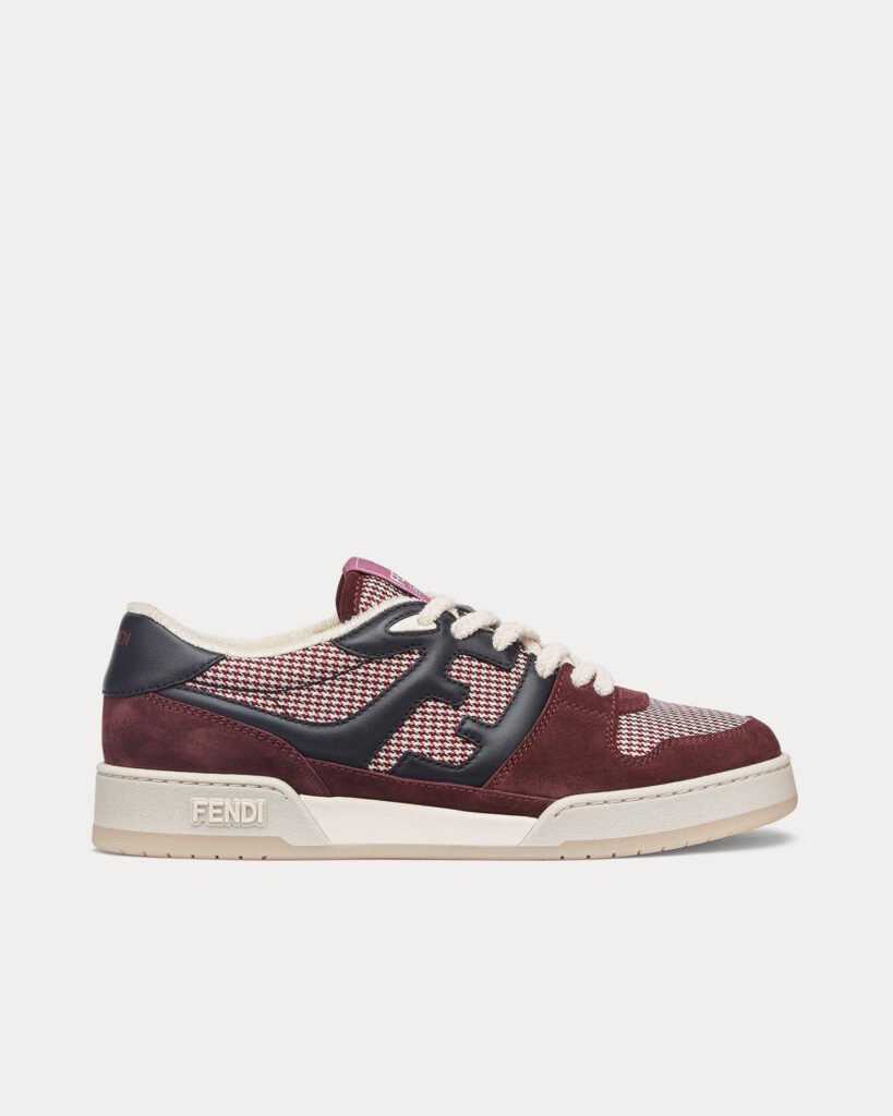 Baskets basses Fendi Match en daim bordeaux