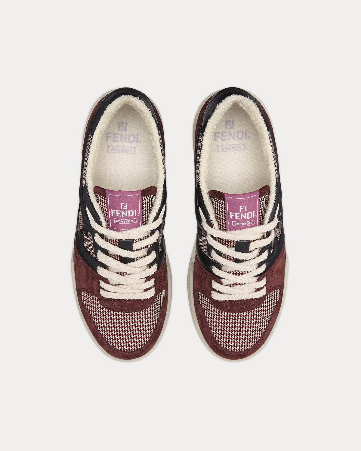 Baskets basses Fendi Match en daim bordeaux – Image 2