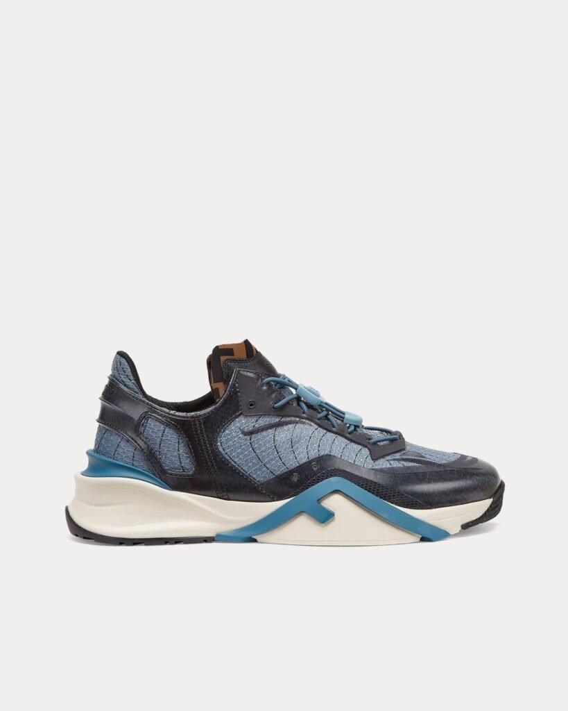 Baskets basses Fendi Flow en tissu bleu/noir