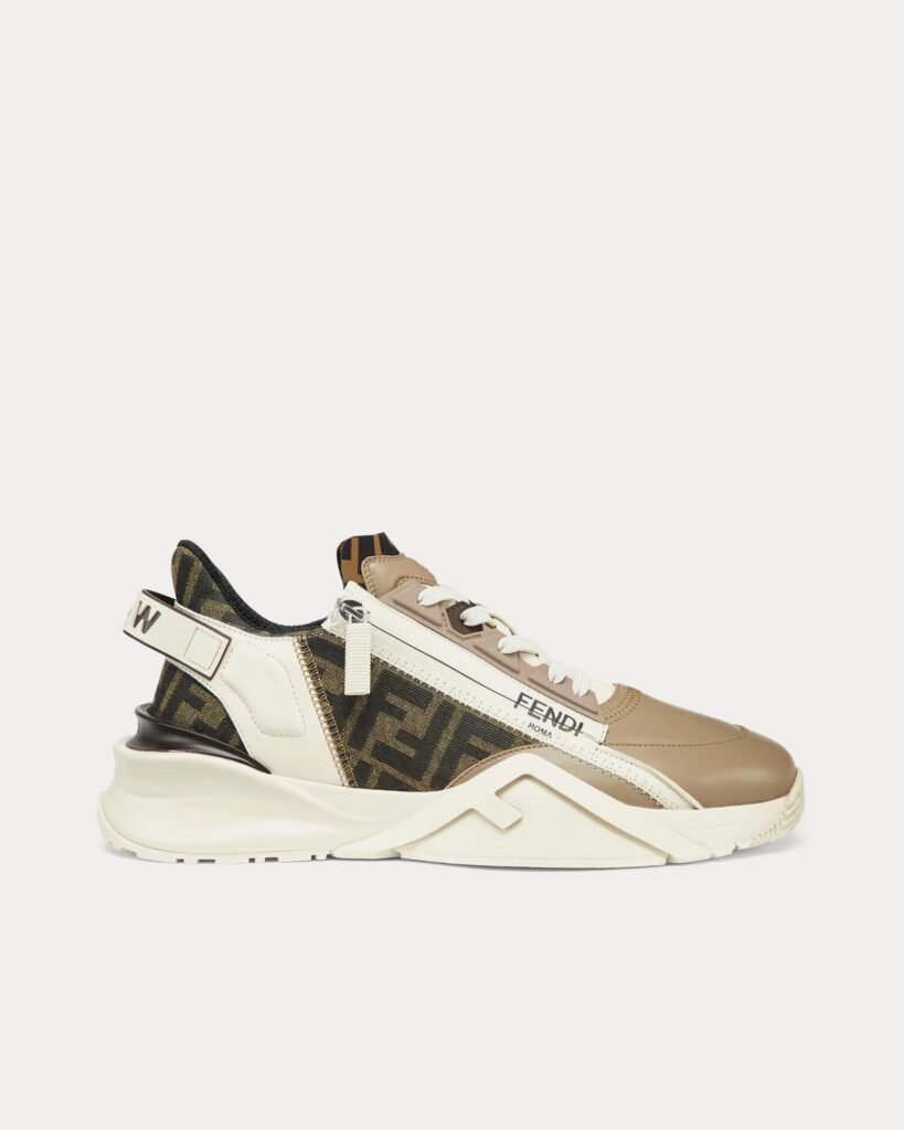 Baskets basses Fendi Flow en cuir beige