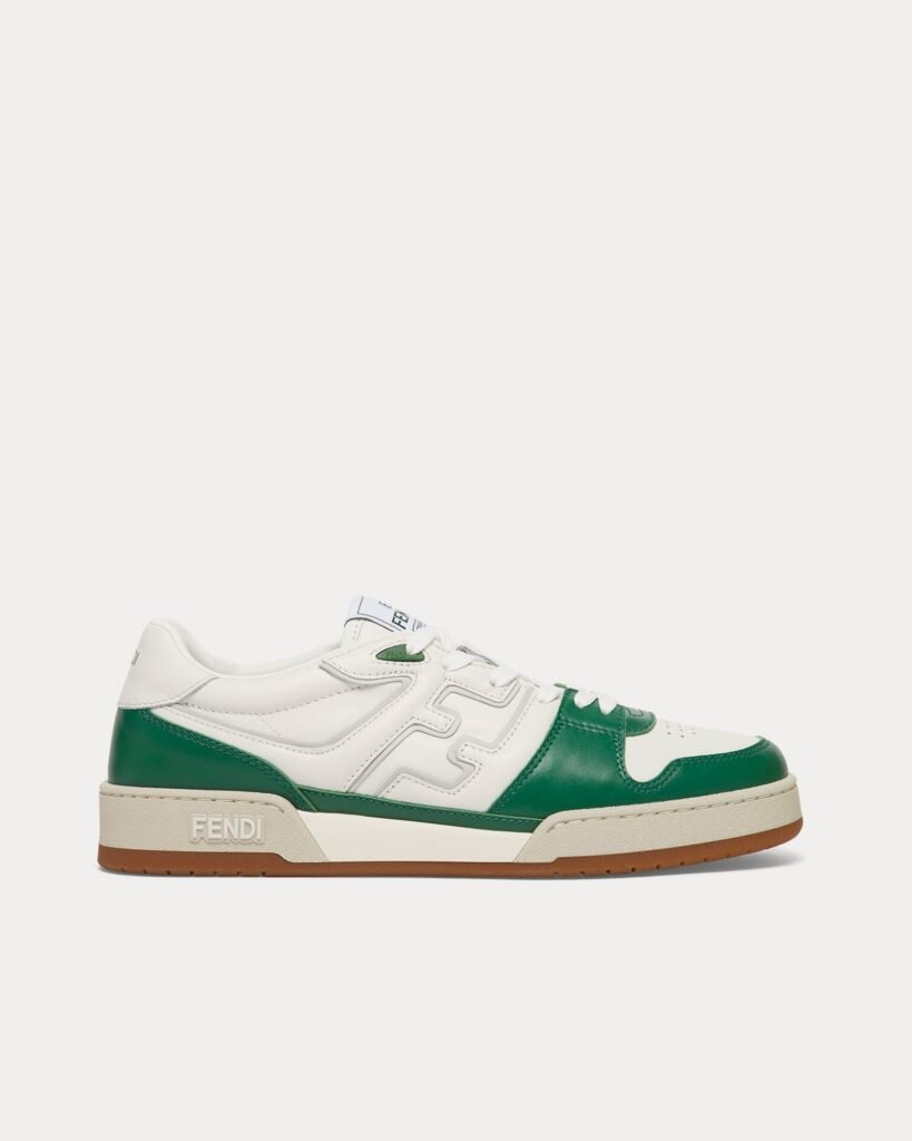 Baskets basses Fendi by Stefano Pilati en cuir blanc/vert