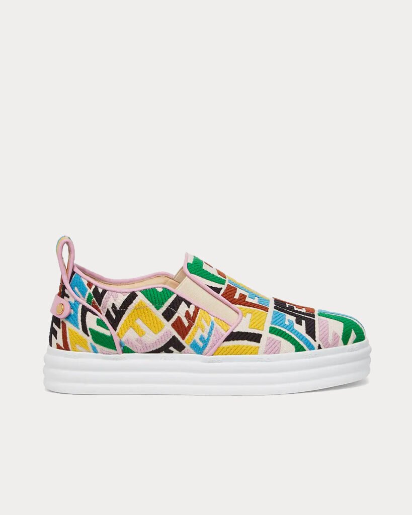 Baskets à enfiler Fendi Rise en toile multicolore