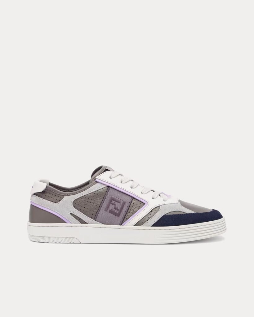 Baskets basses Fendi Step en cuir gris