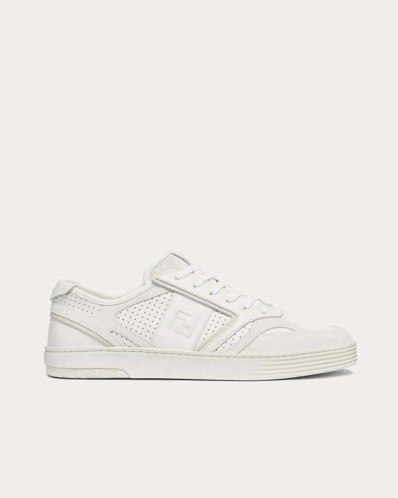 Baskets basses Fendi Step en cuir blanc