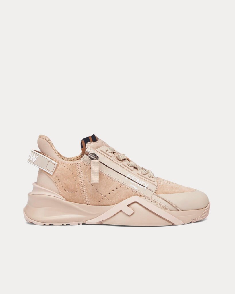 Baskets basses Fendi Flow en cuir beige