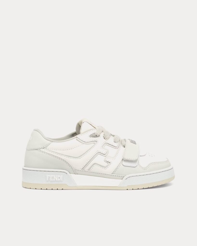 Baskets basses Fendi Match Strap en cuir blanc