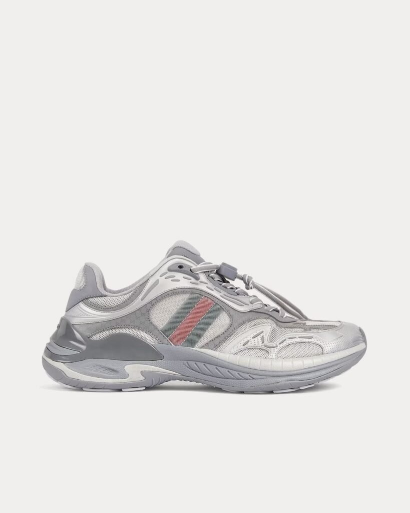 Baskets basses argentées Gucci 2.0 en maille et cuir