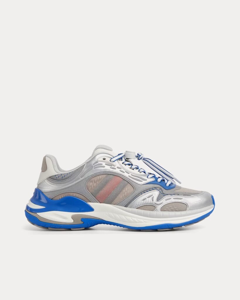 Baskets basses Gucci 2.0 en maille et cuir gris/bleu
