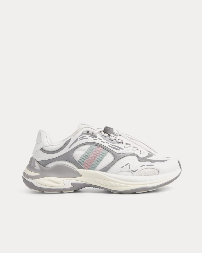 Baskets basses Gucci 2.0 en maille et cuir blanc/gris