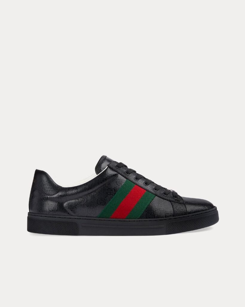 Baskets basses noires Gucci Ace GG Crystal toile
