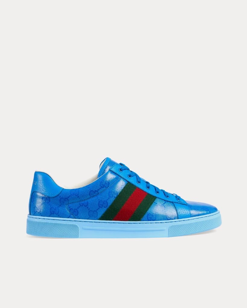 Baskets basses Gucci Ace GG Crystal toile bleues