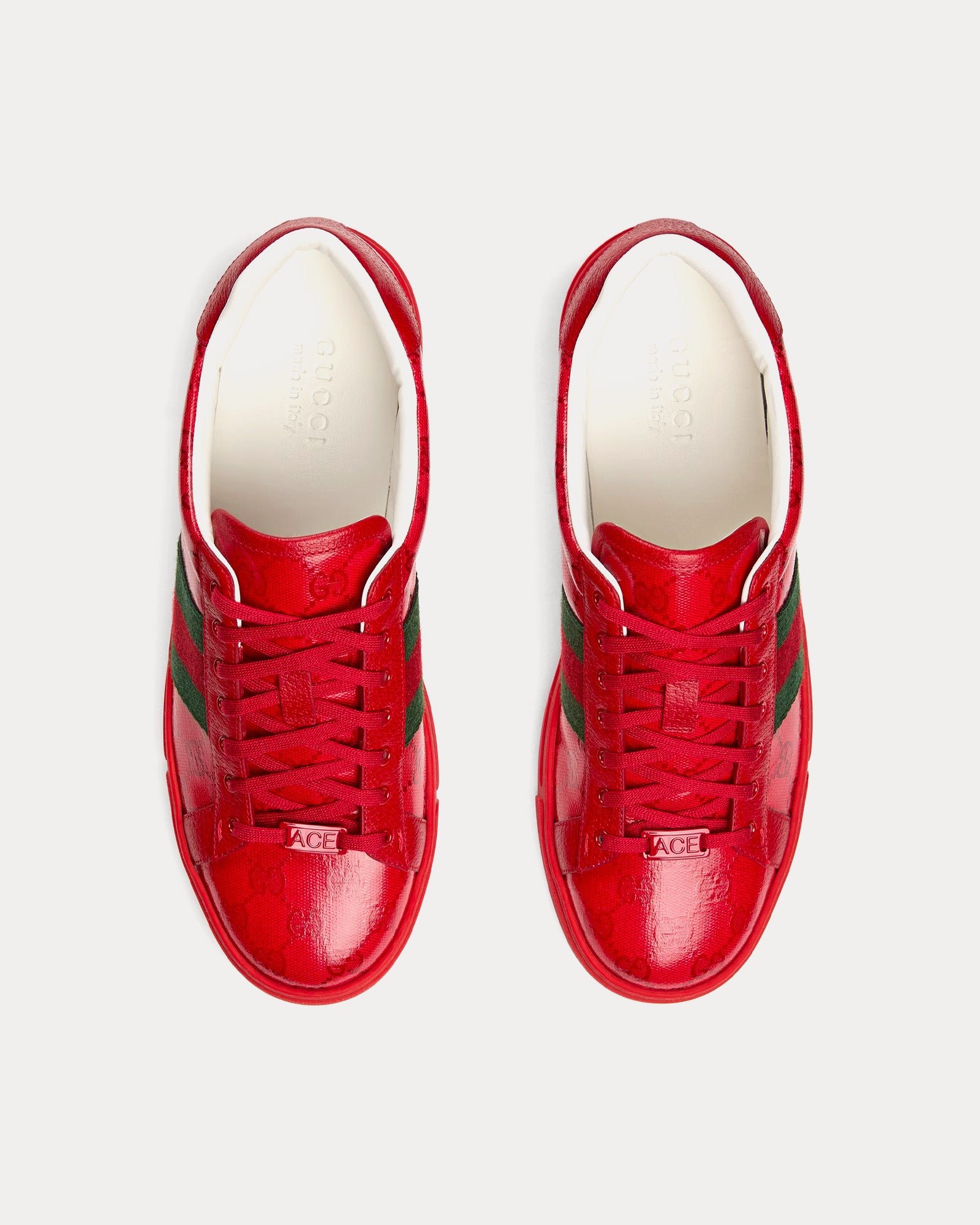 Baskets basses rouges en toile cristal Gucci Ace GG