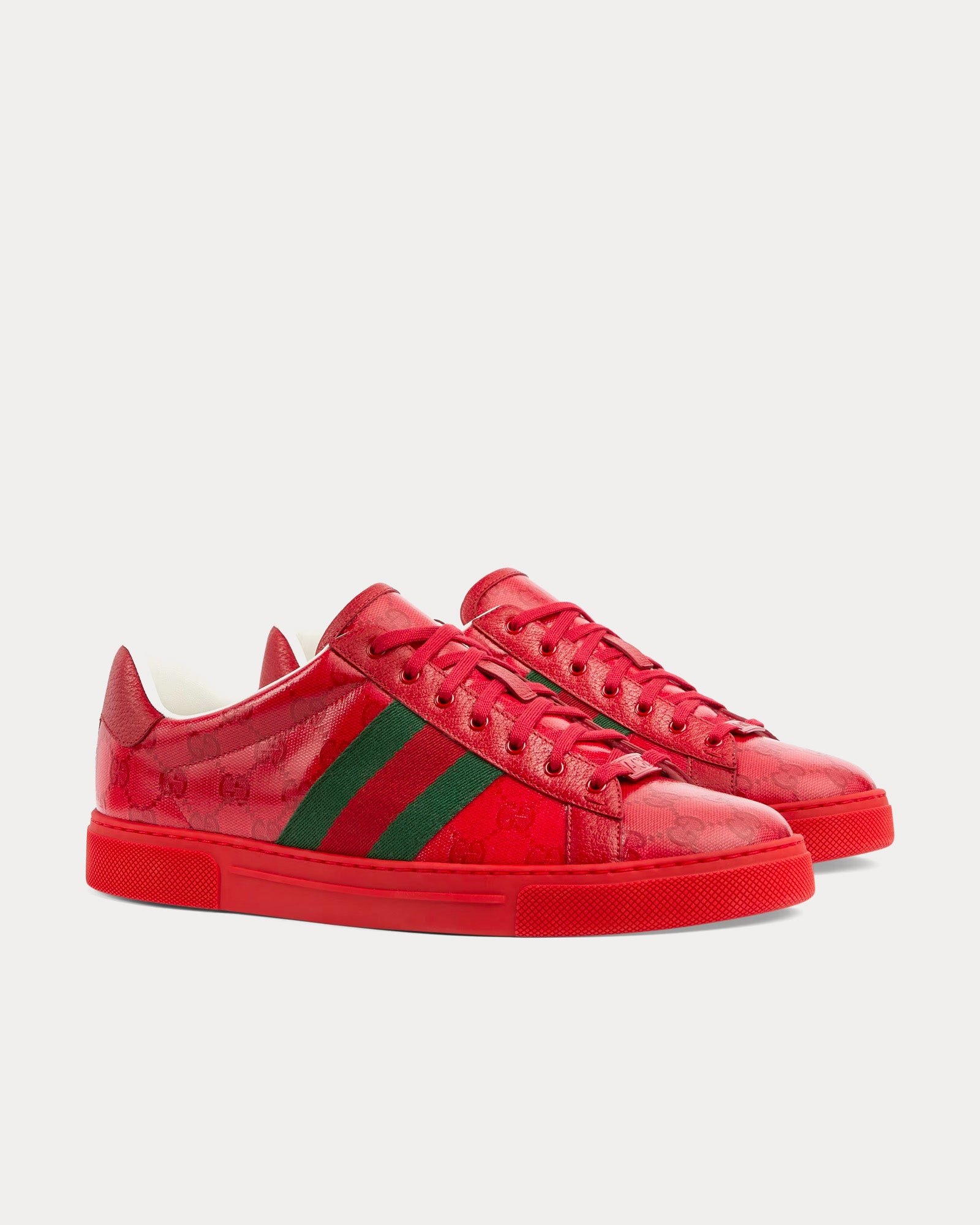 Baskets basses rouges en toile cristal Gucci Ace GG