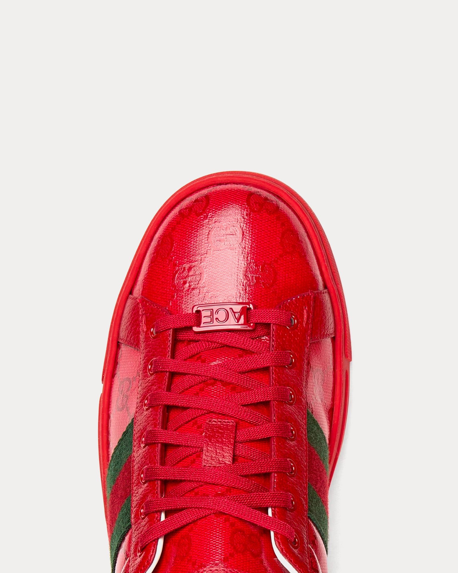Baskets basses rouges en toile cristal Gucci Ace GG