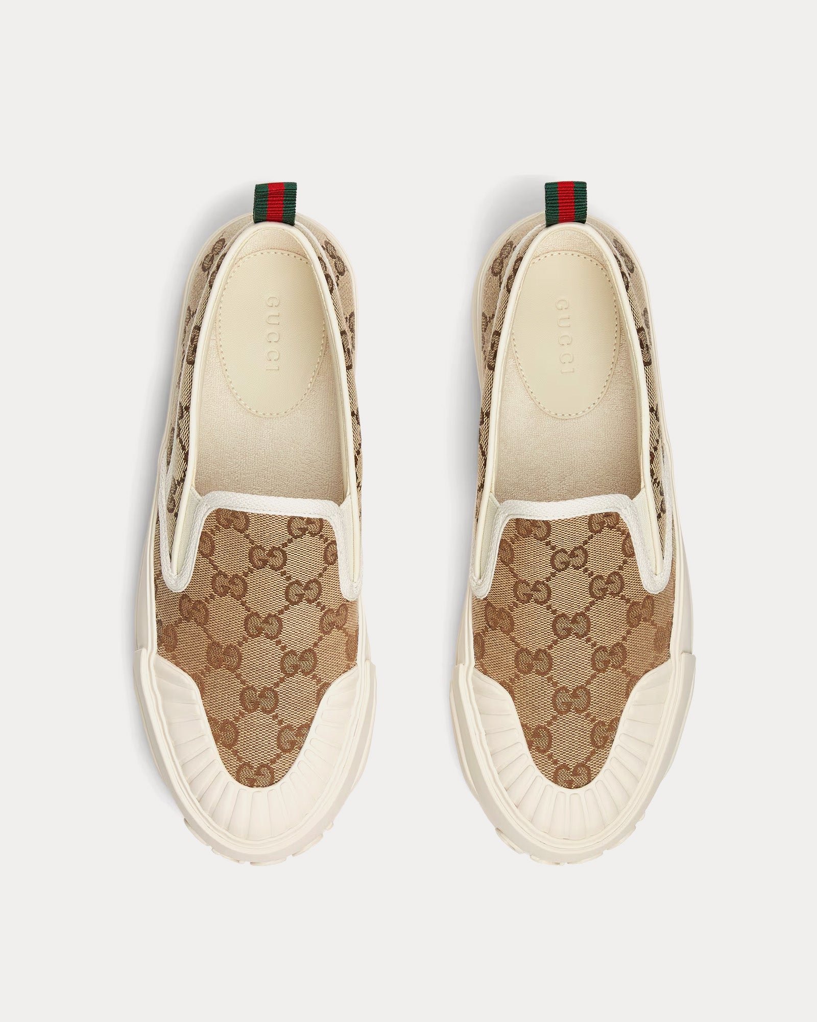 Baskets à enfiler Gucci en toile GG beige/marron foncé – Image 2